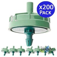 200 Stück Selbstregulierende und ablaufhemmende Tropfer 8 liter, Mikro-Bewässerungssystem Inline-Tropfer, Tropfer für Agrarbewäs von SUINGA