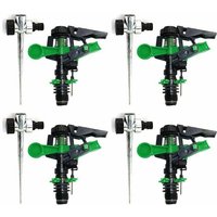 4 Stück Sektorialer Agrar-Bewässerungssprinkler 1/2'' 6-12 m + 4 Metall-Sprinklerhalter von SUINGA