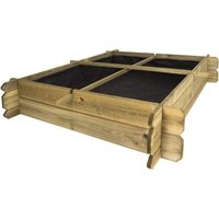 Hochbeet aus Holz 100 x 100 x 20 cm, 4 Fächer. Perfekt, um einen Familiengarten in Ihrem Zuhause anzulegen. von SUINGA
