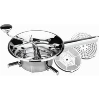 Lebensmittelmühle mit 3 Scheiben aus Edelstahl, Maße 24 cm Lebensmittelmühle mit 3 Scheiben aus Edelstahl, Maße 24 cm von SUINGA