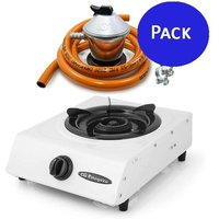 Pack Gaskocher für Butan oder Propan. Piezozündung. Dreifach-Kronenbrenner, für den Außenbereich + Kompletter Butangasregler von SUINGA