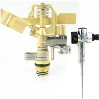 Suinga - Verstellbarer Bewässerungssprinkler aus Messing, 10–15 m. 1/2'' Gewinde. Inklusive Sprinklerhalter aus Metall Suinga - Verstellbarer Bewässerungssprinkler aus Messing, 10–15 m. 1/2'' Gewinde. Inklusive Sprinklerhalter aus Metall von SUINGA