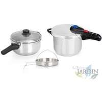 Superschneller Topf 4+6 Liter. Durchmesser 22cm. Inklusive Glasdeckel und Zubehör zum Dampfgaren. edelstahl 18/10. von SUINGA