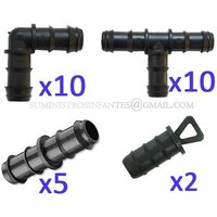 Suinga - Tropfbewässerungsset 16 mm: 10 t + 10 Winkel + 5 Verbindungsstücke + 2 Endkappen von SUINGA