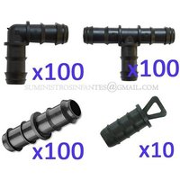 Suinga - Tropfbewässerungsset 16 mm: 100 t + 100 Winkel + 100 Verbindungsstücke + 10 Endkappen Suinga - Tropfbewässerungsset 16 mm: 100 t + 100 Winkel + 100 Verbindungsstücke + 10 Endkappen von SUINGA