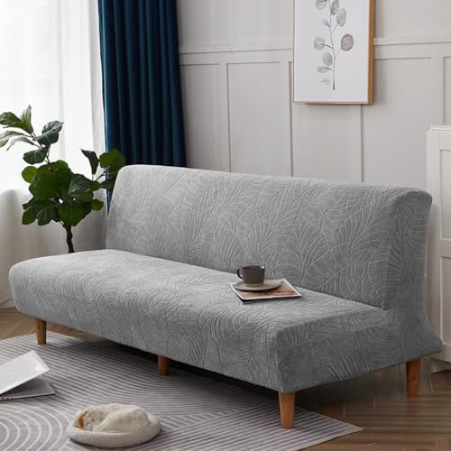 SUIOKPO Sofabezug Ohne Armlehne 3 Sitzers Schlafsofa Bezug Sofabezug Wasserdicht Futonbezug Stretch Sofahusse Ohne Armlehne Sofaüberwurf,Light Grey,160~190cm von SUIOKPO