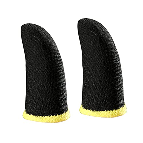 SUIOPPYUW 2 Stück schweißfeste Gaming Handschuhe Touchscreen rutschfeste elastische Ärmel atmungsaktive Fingerspitzenabdeckung tragbares Smartphone, Schwarz Gelb von SUIOPPYUW