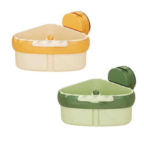 SUIOPPYUW 2 teiliges Ecksieb Set – multifunktionales dreieckiges Müll ABS Hängeregal mit automatischer Saugfunktion, grün+orange SUIOPPYUW 2 teiliges Ecksieb Set – multifunktionales dreieckiges Müll ABS Hängeregal mit automatischer Saugfunktion, grün+orange von SUIOPPYUW