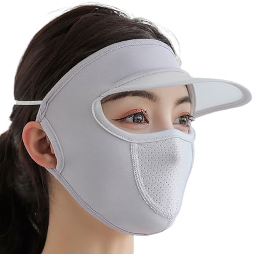 SUIOPPYUW Atmungsaktive und Bequeme Maske UV Rad Sonnenschutz Facekini Ice Silk Bequeme und atmungsaktive Ice Silk Maske, grau von SUIOPPYUW