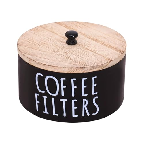 SUIOPPYUW Deckel Mehrzweck Filter Spender Holz Behälter Lagerung Box Langlebig Und Robust Aus Holz Mit Deckel Mehrzweck, Schwarz von SUIOPPYUW