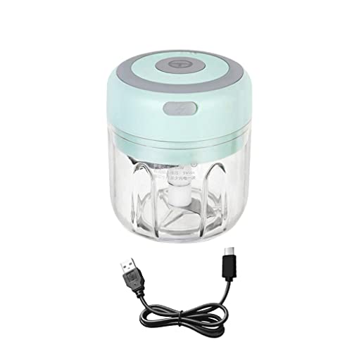 SUIOPPYUW Elektrischer Knoblauchstampfer aus Kunststoff, 1200 mA, rutschfester, wiederaufladbarer Edelstahl-Slicer Chopper Indoor House, Grün von SUIOPPYUW