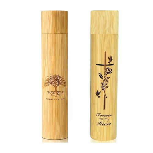 SUIOPPYUW Große 2X9 Haustier Gedenkurne aus Bambus, menschliche Haustierasche, umweltfreundlich, Lebensmuster, Kreuzmuster, Verwandte (2er Pack) von SUIOPPYUW