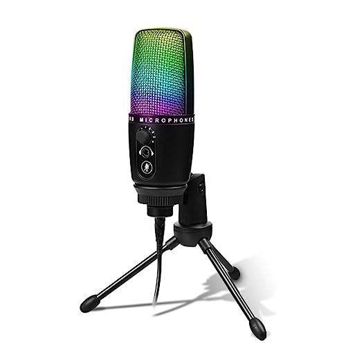 SUIOPPYUW Kabelgebundenes RGB-Kondensatormikrofon Living Streaming Video-Chat Singen Rauschunterdrückung Mikrofon Einstellbares Schreibtisch-Computerzubehör von SUIOPPYUW