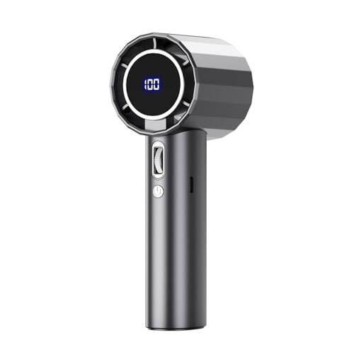 SUIOPPYUW Tragbarer Handventilator mit 100 Windgeschwindigkeit, Mini Blattloser, blattloser Mini 100 Gang Digitalanzeige, heftiger kleiner ABS, grau von SUIOPPYUW