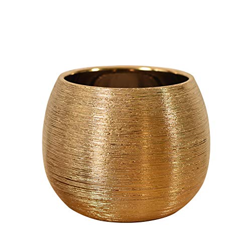 SUIUOI Goldener Blumentopf – Eleganter Orchideen-Übertopf aus Keramik für Zimmerpflanzen, Dekorativer Gold Übertopf für Ihr Zuhause von SUIUOI