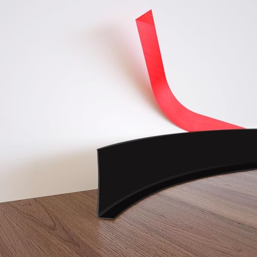 SUIXI 10M Weichsockelleiste Selbstklebend, PVC Sockelleiste Schwarz, 50x15mm Flexibel für Küche, Bad, Bodenleiste und Wandabschlussleiste, Übergangsschiene von SUIXI