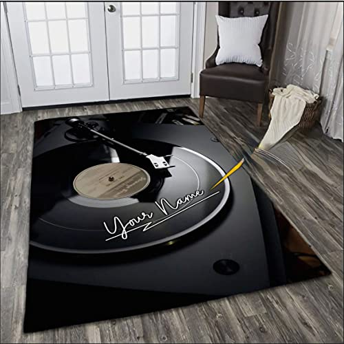 Klassische Musik Disc Teppich, DJ Rock Bodenmatte, Retro Gitarre Teppiche für Home Decor 70x100cm von SUJIN