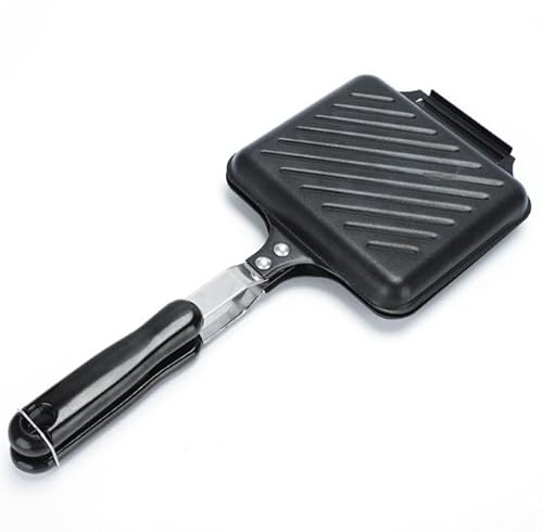 Doppelseitige Anti-Haft-Toastie-Pfanne für Herd & Camping – Sandwich Maker mit hitzebeständigen Griffen – Perfekt für knusprige Paninis, Toasties & Frühstückssandwiches – Schwarz, spülmaschinenfest von SUJOSAJU