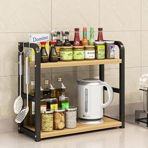 SUJOSAJU Gewürzgläser Regal 2 Etagen Stehend Küchenarbeitsplatte Organizer Rustikales Braun Thekenregal SUJOSAJU Gewürzgläser Regal 2 Etagen Stehend Küchenarbeitsplatte Organizer Rustikales Braun Thekenregal von SUJOSAJU