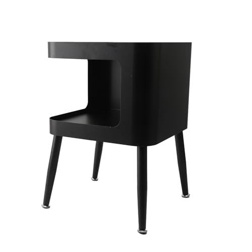 SUJOSAJU Kleiner Beistelltisch 2-stufiger Kleiner Endtisch Akzent Couchtisch Metall Seitentisch Beistelltisch Couch Couchtisch mit Stauraum Schlafzimmer Wohnzimmer moderner Stil 35x35x50cm von SUJOSAJU