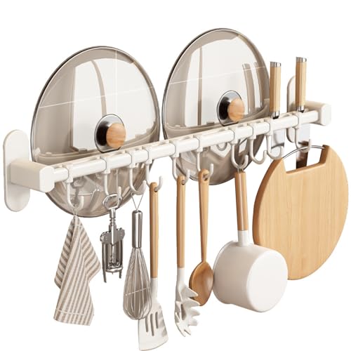 SUJOSAJU Küchen Utensilien Ständer Wand Montage Küchen Schienen Deckel Organizer Kein Bohr Messer Aufbewahrung Bügel mit 8 Schiebe Haken SUJOSAJU Küchen Utensilien Ständer Wand Montage Küchen Schienen Deckel Organizer Kein Bohr Messer Aufbewahrung Bügel mit 8 Schiebe Haken von SUJOSAJU