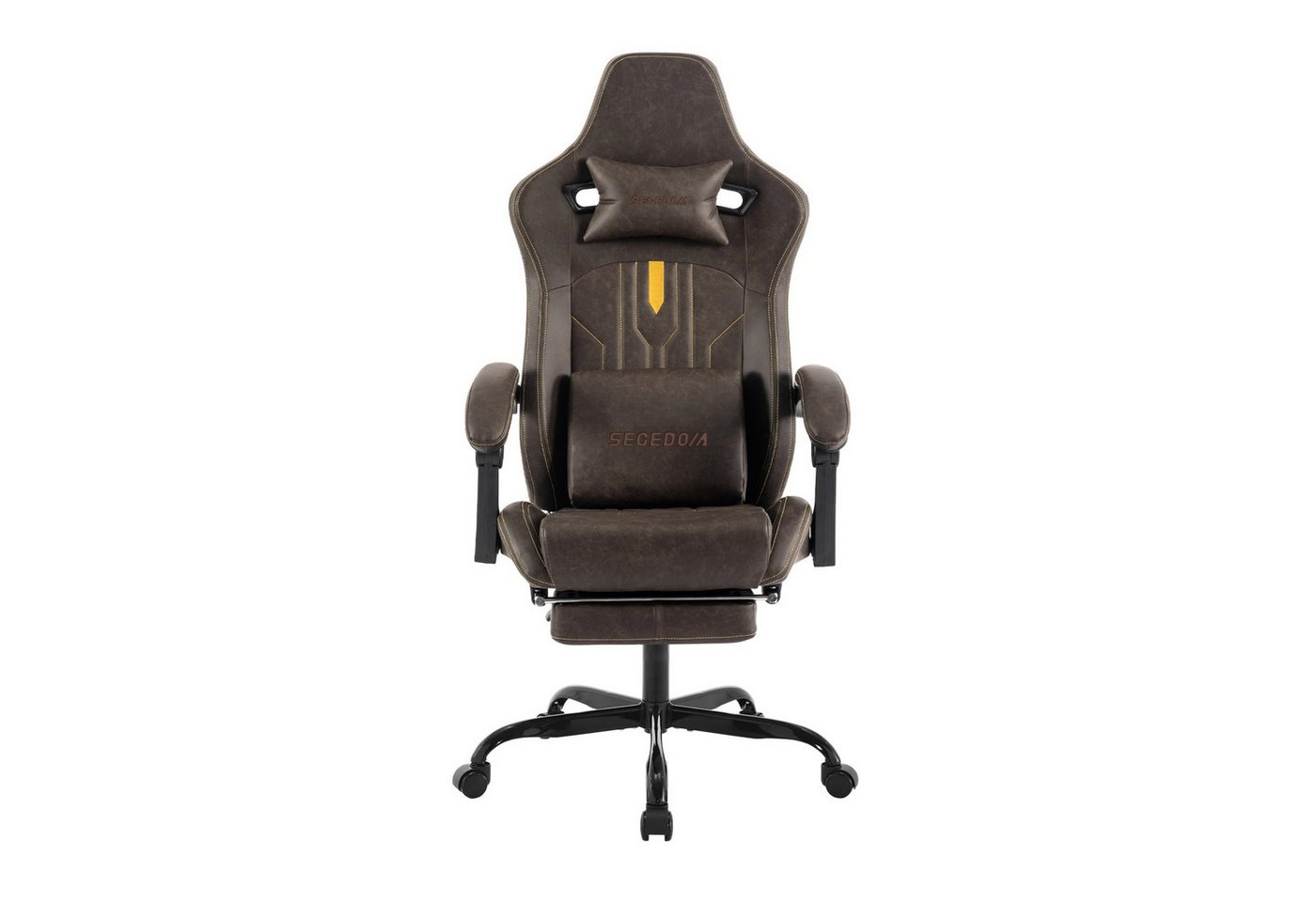 SUKIDA Gaming-Stuhl Ergonomischer Gamingstuhl mit Fußstütze & Lendenstütze – bis 150 kg (Komplett-Set), schwenkbar, höhenverstellbar, ausziehbare Sitzfläche von SUKIDA
