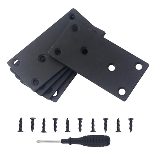 SUKITMISO 10 Stück 80 × 40 mm Flachverbinder Edelstahl Flachverbinder Schwarz Lochplatten Metallplatten mit 60 Schrauben Flachwinkel für Verbinder von SUKITMISO
