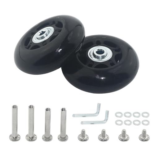 SUKITMISO 1Paar 68 x 24mm Kofferrollen Ersatzrollen mit Kugellager Kits Gummi Mute Gepäck-Ersatzrollen, Gummi-Lenkrollen für Gepäck-Koffer Trolley Hartschalenk ffer von SUKITMISO