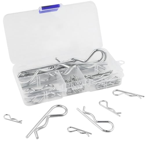 SUKITMISO 35 Stück Splint-Set, Verzinkter RC Clips Splinte, Sicherungssplinte, R-Clips splinte sortiment Kit, 6 Verschiedene Größen für Sicherheitsverriegelung Und Schnelles Anziehen von SUKITMISO