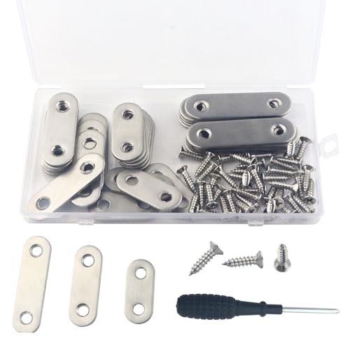 SUKITMISO 36 Stück 3 Verschiedene Größen Joining Ausbessern Flache Platte Halterung Flachverbinder mit 72Pcs Schrauben, Lochplatte, Flache Ecke Bracket Edelstahl für Reparatur Befestigung Holz/Möbel SUKITMISO 36 Stück 3 Verschiedene Größen Joining Ausbessern Flache Platte Halterung Flachverbinder mit 72Pcs Schrauben, Lochplatte, Flache Ecke Bracket Edelstahl für Reparatur Befestigung Holz/Möbel von SUKITMISO