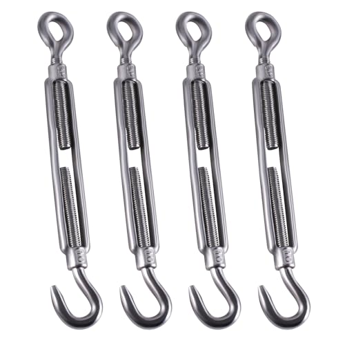 SUKITMISO 4 Stück Spannschloss M10 Drahtspanner 304 Edelstahl verstellbar Haken & Ösen Set Spannschloss M10 Edelstahlspanner-Set für hohe Beanspruchung SUKITMISO 4 Stück Spannschloss M10 Drahtspanner 304 Edelstahl verstellbar Haken & Ösen Set Spannschloss M10 Edelstahlspanner-Set für hohe Beanspruchung von SUKITMISO
