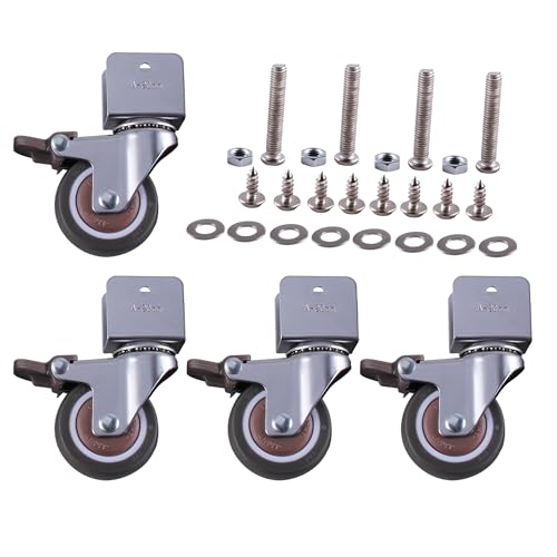 SUKITMISO 4er Set U-Typ Rollen für Möbel, U-Typ Halterung Möbelrollen Ø50MM Plattenöffnung 20mm, Halterung Möbelrollen, Gummi Transportrollen, Schwerlastrollen Rollen Lenkrollen mit Bremse für Möbel von SUKITMISO