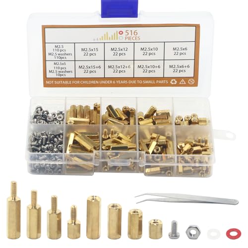 SUKITMISO 516 Stück M2.5 Abstandshalter Hex Distanzhülsen PCB Standoff Schraube Mutter Sortiment Kit, M2.5 Messing Männlich Weiblich Sechskantschrauben Mutter für Platine Mainboard Reparatur Zubehör SUKITMISO 516 Stück M2.5 Abstandshalter Hex Distanzhülsen PCB Standoff Schraube Mutter Sortiment Kit, M2.5 Messing Männlich Weiblich Sechskantschrauben Mutter für Platine Mainboard Reparatur Zubehör von SUKITMISO