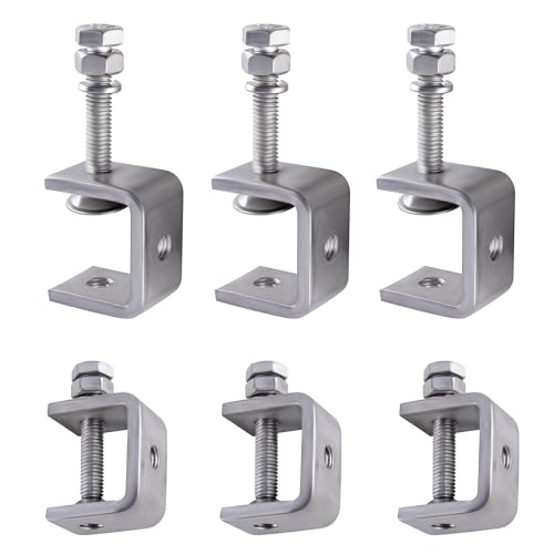 SUKITMISO 6 Stück C Klemme Edelstahl 304 C Zwingen, Hochleistungs C Klemme Kieferöffnungen 30mm Fixierzange Einstellbar Klemmbereich ist 0-25mm, für Heimwerker Holzbearbeitung, Schweißtischlerei von SUKITMISO