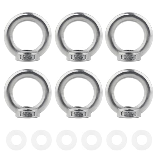 SUKITMISO 6 Stück Ringmutter M10 Edelstahl Ringösen Gewinde Ösenmutter Ringösen Augenmuttern Ringschraube zum Heben von Zubehör, Oberflächenpolieren, Silber SUKITMISO 6 Stück Ringmutter M10 Edelstahl Ringösen Gewinde Ösenmutter Ringösen Augenmuttern Ringschraube zum Heben von Zubehör, Oberflächenpolieren, Silber von SUKITMISO