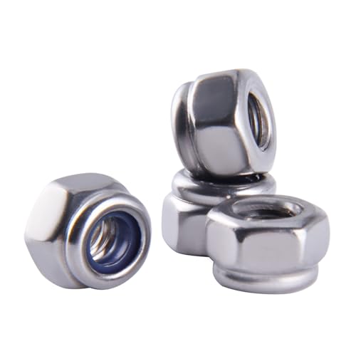 SUKITMISO 70 Stück M6 Muttern Sicherungsmuttern Edelstahl Standard A2 V2A M6 Mutter DIN985 Mutter Sechskantmuttern Sechskantmutter Selbstsichernde Muttern Stoppmutter Kontermuttern Set (M6x1.0mm) von SUKITMISO