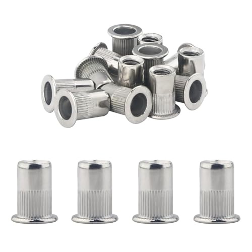 SUKITMISO 80 Stück Nietmuttern M4 Edelstahl Einziehmuttern Gewindenieten Nutsert Blindnietmuttern Einnietmuttern set Einnietmuttern für Metallplatten, Rohre usw von SUKITMISO