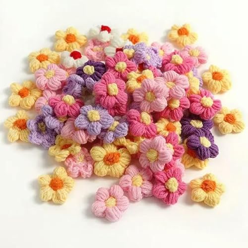 SUKORI 5–30 Stück Bunte Baumwoll-Flusen-Blumen für Damen, zum Selbermachen, handgefertigte Woll-Blumentaschen, Kleidungsmaterial, Ornamente, Schmuck-Accessoires von SUKORI