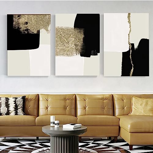 Leinwand Bilder 3er Set Beige Gold Bilder Set,Poster Set Marmor Bilder,Abstrakt Geometrisch Bilder Wohnzimmer Texturierte Marmor Wandbilder, Ohne Rahmen (Gold B,20 x 30 cm) von SUKPDJO