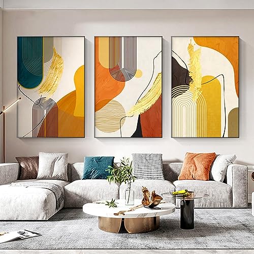 Orange und Gelb Geometrische Abstrakte Leinwandbild Abstract Line Geometry Poster Moderne Abstrakte Geometrische Kunst Wandkunst Ohne Rahmen (40×60cm) von SUKPDJO