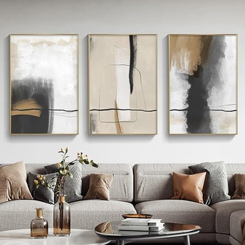 SUKPDJO Leinwand Bilder 3er Set Beige Gold Grau Geometrisch Bilder,Poster Set Gold Marmor Bild auf Leinwand,Wandbilder Marmor,Bilder Wohnzimmer Modern Home Decor Rahmenlos (B,40 x 60 cm) von SUKPDJO