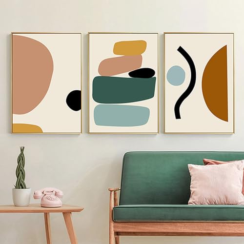 SUKPDJO Leinwand Bilder 3er Set Bunt Bilder Set,Marmor Bilder Geometrisch Poster 60x90 Vintage Abstrakt Leinwand Bilder Wohnzimmer Wanddeko Ohne Rahmen (B,60 x 90 cm) von SUKPDJO