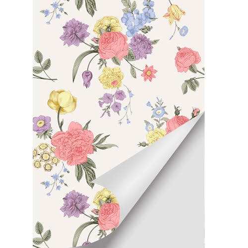 SUKPDJO Selbstklebende Tapete 40×600cm Vintage Selbstklebend Tapete Rosa Rot Blume Tapeten Küchenschränke Tapeten Wasserdicht Vinyl Klebefolie Klebetapete Selbstklebend für Wand Möbe (40cm x 600cm) von SUKPDJO
