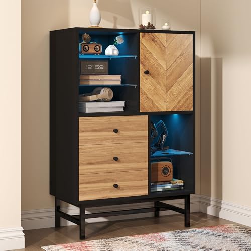 SUKY 150 cm TV-Schrank, Schwarz-Holz-Kontrastdesign mit vielseitigem Stauraum, inkl. Schränken, horizontalen und vertikalen Fächern, modernes und minimalistisches Design, 150 x 38 x 55cm von SUKY
