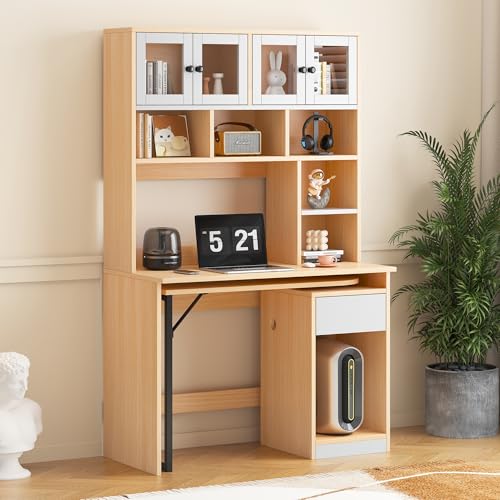 SUKY Computertisch, Weiß Natur 180cm, Regal-Schreibtisch, Schrankschreibtisch Arbeitstisch, Schrankschreibtisch von SUKY