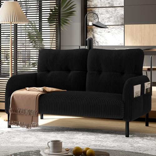 SUKY Cord-Zweisitzer mit Komfortpolsterung Hohe Rückenlehne & Seitentaschen Metallfüße Integrierte Seitentaschen einladende Weichheit bei optimaler Stützwirkung perfekt, 112 x 75 x 79 cm (Schwarz) SUKY Cord-Zweisitzer mit Komfortpolsterung Hohe Rückenlehne & Seitentaschen Metallfüße Integrierte Seitentaschen einladende Weichheit bei optimaler Stützwirkung perfekt, 112 x 75 x 79 cm (Schwarz) von SUKY