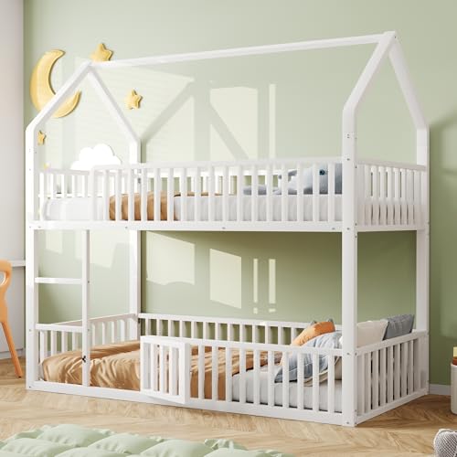SUKY Kinder-Etagenbett, 90 * 200cm, Metall-Doppelbett, Kinder-Familienbett, Etagenbett mit Treppe, Unteres Bett mit Kleiner Tür zum Öffnen und Schließen, Loft-Design, Weiß SUKY Kinder-Etagenbett, 90 * 200cm, Metall-Doppelbett, Kinder-Familienbett, Etagenbett mit Treppe, Unteres Bett mit Kleiner Tür zum Öffnen und Schließen, Loft-Design, Weiß von SUKY