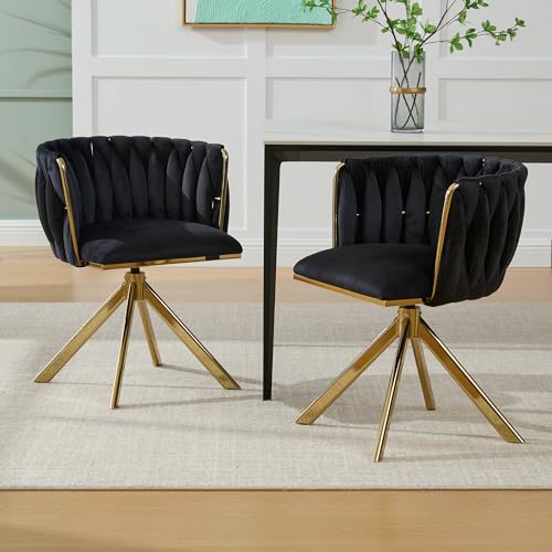 SUKY Velourssessel mit Schwerlastmetallgestell, 2er-Set, 180°-Schwenkfunktion, rückengerechte Ergonomie und samtweicher Luxus für ortsflexible Einsätze zwischen Lounge (Black + Velvet + Golden Legs) SUKY Velourssessel mit Schwerlastmetallgestell, 2er-Set, 180°-Schwenkfunktion, rückengerechte Ergonomie und samtweicher Luxus für ortsflexible Einsätze zwischen Lounge (Black + Velvet + Golden Legs) von SUKY