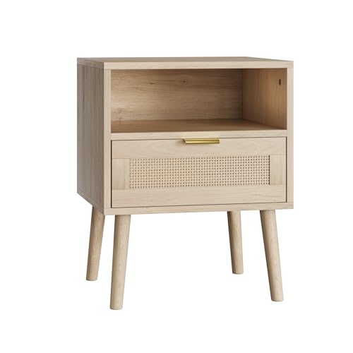 SUKY Vine Nachttisch, 45 x 40 x 55 cm, Böhmischer Nachttisch mit offenem Regal, mittelalterlicher moderner mit Goldgriff SUKY Vine Nachttisch, 45 x 40 x 55 cm, Böhmischer Nachttisch mit offenem Regal, mittelalterlicher moderner mit Goldgriff von SUKY