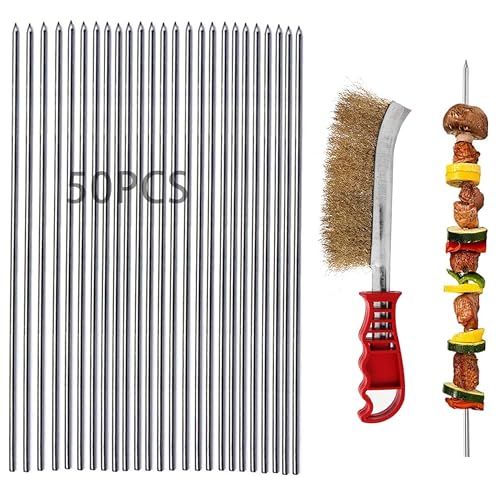 50 Grillbesteck Grillspieße BBQ Hähnchenspieße dönergrill schaschlik Grillnadeln mit Gabeln Fleischnadeln stecken gebogener Griff einstellen Grillgabel BBQ-Nadel Grillwerkzeug von SULIUDAJI